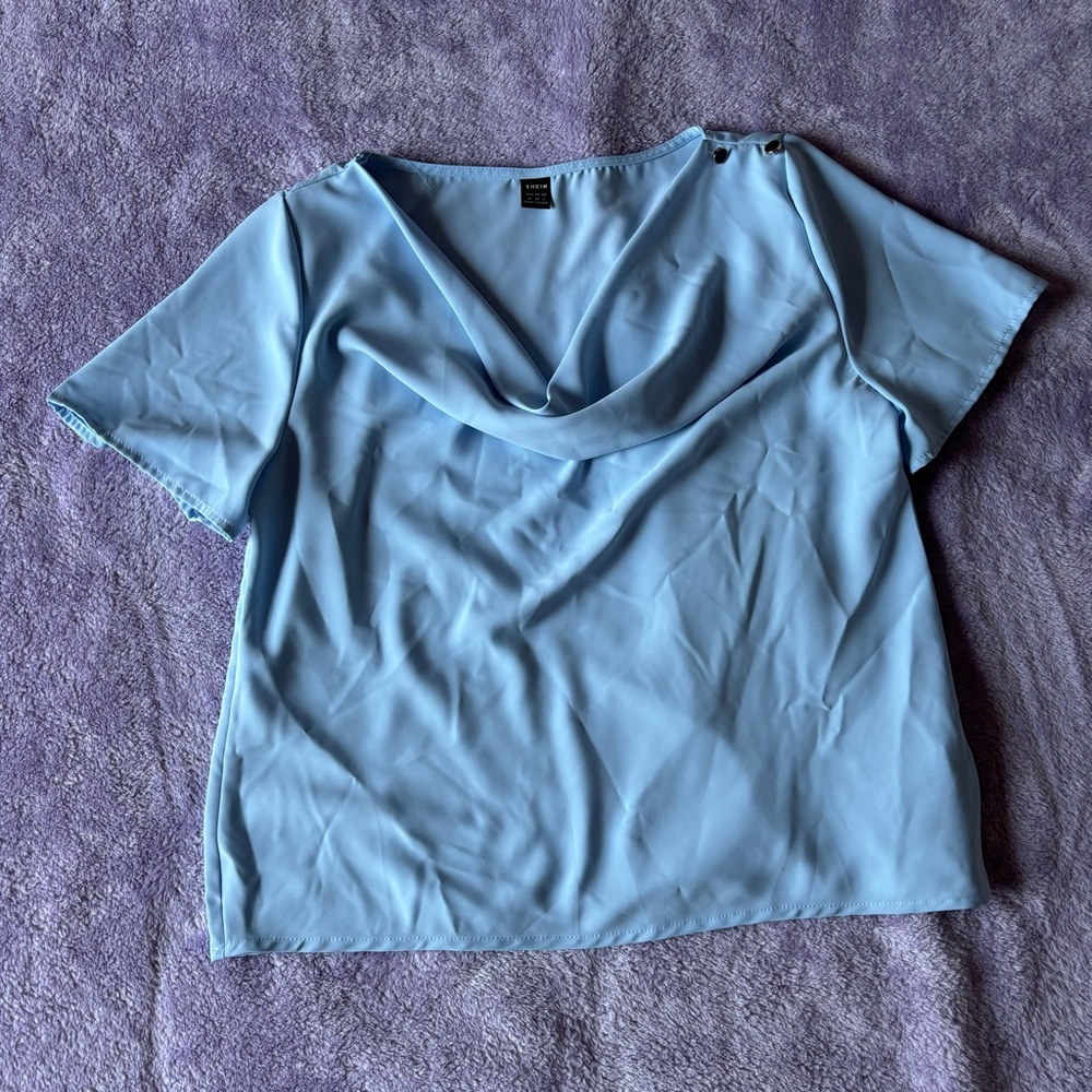 Blue cowl neck Blouse